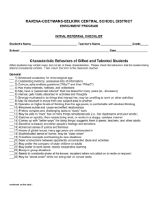Characteristic Behaviors of Gifted and Talented Students