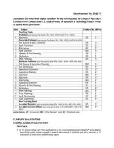 Advt no. 01/2015 - Chandra Shekhar Azad University of Agriculture