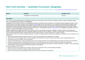 Year 9 unit overview * Australian Curriculum: Geography