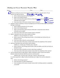 Limiting and Excess Reactants Practice Wkst