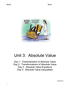 Absolute Value Equations