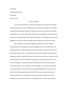 Your Name Argumentative Essay Ms. Agresti April 13, 2015 Zoos