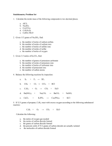 Stoichiometry Problem Set 1. Calculate the molar mass of the