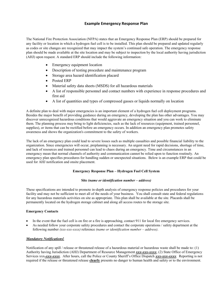 Emergency Response Plan