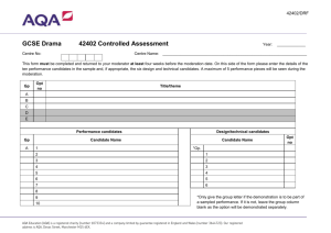 GCSE Drama 42402 Controlled Assessment