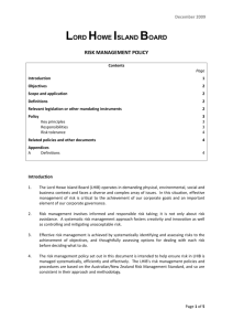 Risk Management Policy - Lord Howe Island Board
