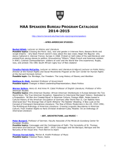 HAA Speakers Bureau Program Catalogue 2014