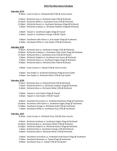 Printable Pee Wee (7/8 and Flag) Season Schedule.