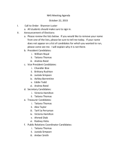 NHS Meeting Agenda October 22, 2015 Call to Order: Shannon