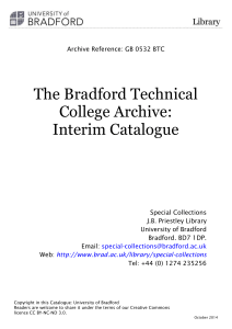 Bradford Technical College Archive Interim Catalogue