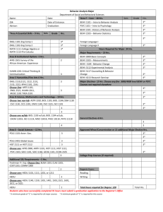 Behavior Analysis Grid - Savannah State University