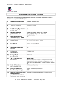 BA (Hons) Performance Practice - Programme Specifications 2015-16