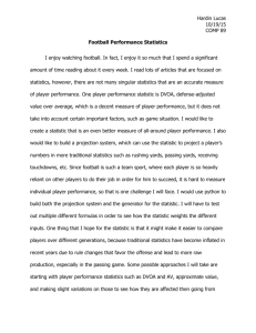 Hardin Lucas 10/19/15 COMP 89 Football Performance Statistics I