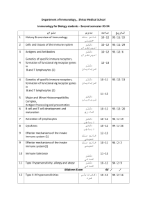 Department of Immunology , Shiraz Medical School Immunology for