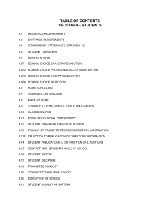 table of contents SECTION 4 – STUDENTS