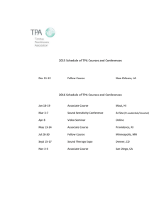 2016 Schedule of TPA Courses and Conferences