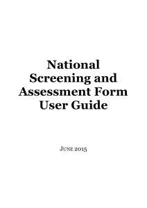 National Screening and Assessment Form User Guide