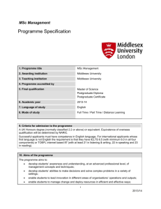 MSc Management - Middlesex University