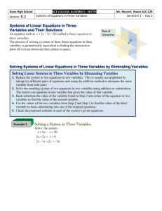 8.2 - Systems of Three Linear Equations