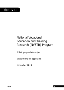 NCVER PhD top-up scholarships - National Centre for Vocational