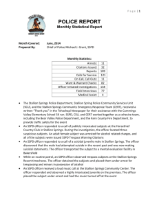 POLICE REPORT Monthly Statistical Report