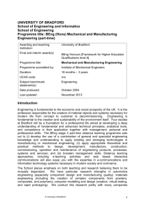 (Hons) Mechanical and Manufacturing