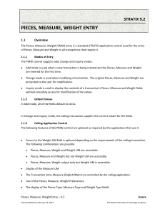 pieces, measure, weight entry