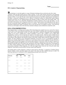 DNA Fingerprinting - SBCC Biological Sciences Department