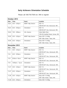 Early Achievers Orientation Schedule