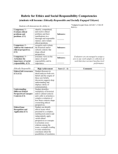 Rubric for Ethics and Social Responsibility