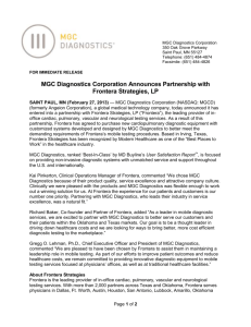 MGC Diagnostics Corporation Announces Partnership with Frontera