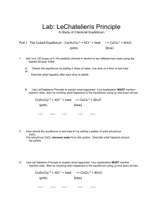 Lab: LeChatelierís Principle A Study of Chemical Equilibrium Part I