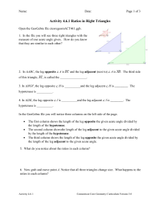 Activity 4.6.1 Ratios in Right Triangles