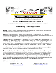 2015 NAMRC Conference Scholarship Award Application