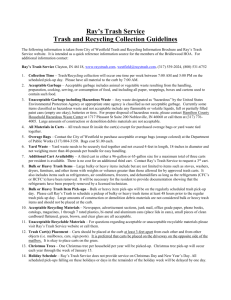 Ray`s Trash Service Trash and Recycling Collection Guidelines