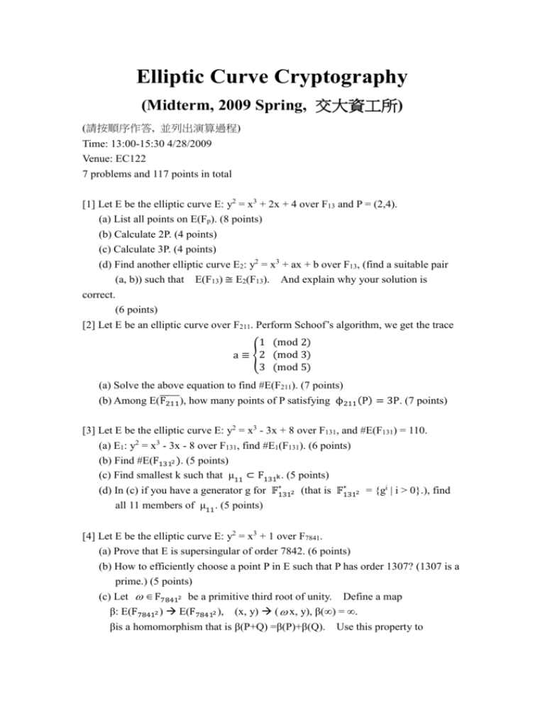 Elliptic Curve Cryptography Midterm 09 Spring 交大資工所