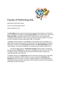Faculty of Performing Arts New Higher Drama Study Advice How