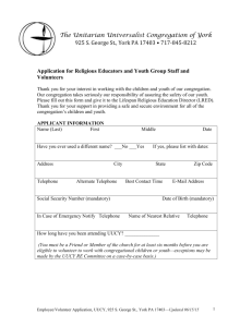 Sample Screening Form for Religious Educators and Youth Group