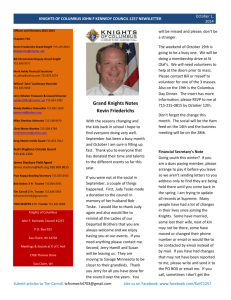 Knights of columbus john f kennedy council 1257 newsletter