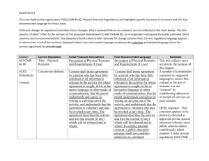 Restraint and Seclusion Regulations, Analysis of Changes for Board