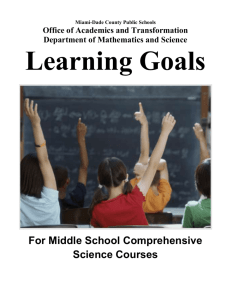 Sixth grade learning goals - Science - Miami