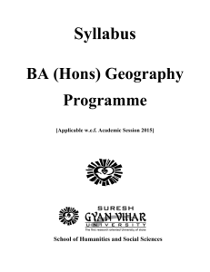 BA Hons. Geography - Gyan Vihar University