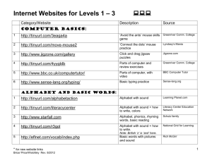 Internet Websites for Levels 1