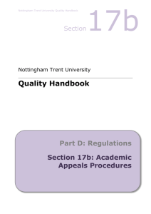 Academic Appeals Procedures - Nottingham Trent University