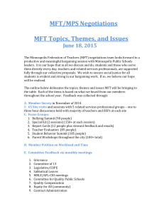 MFT/MPS Negotiations MFT Topics, Themes, and Issues June 18