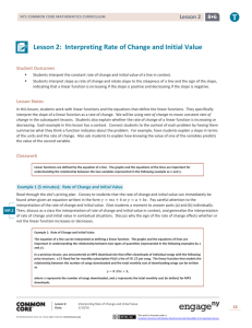 Lesson 2: Interpreting Rate of Change and Initial Value