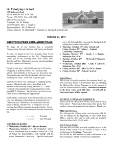 Newsletter October 21 - Greater Saskatoon Catholic Schools