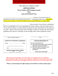 Terry Parker Off-Campus Lunch Pass