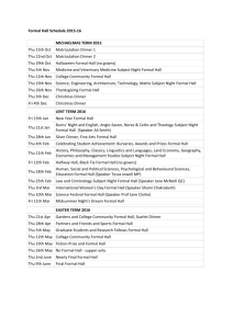 2015/16 Formal Hall Schedule