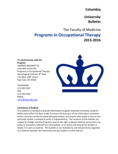 Required - Columbia University Programs in Occupational Therapy